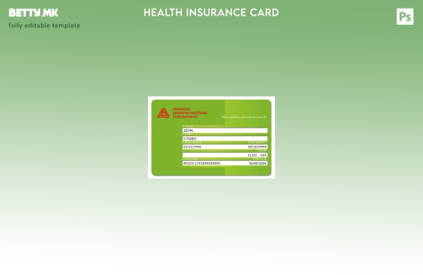 Модерен стил Шаблон за картичка за здравствено осигурување на Република Чешка